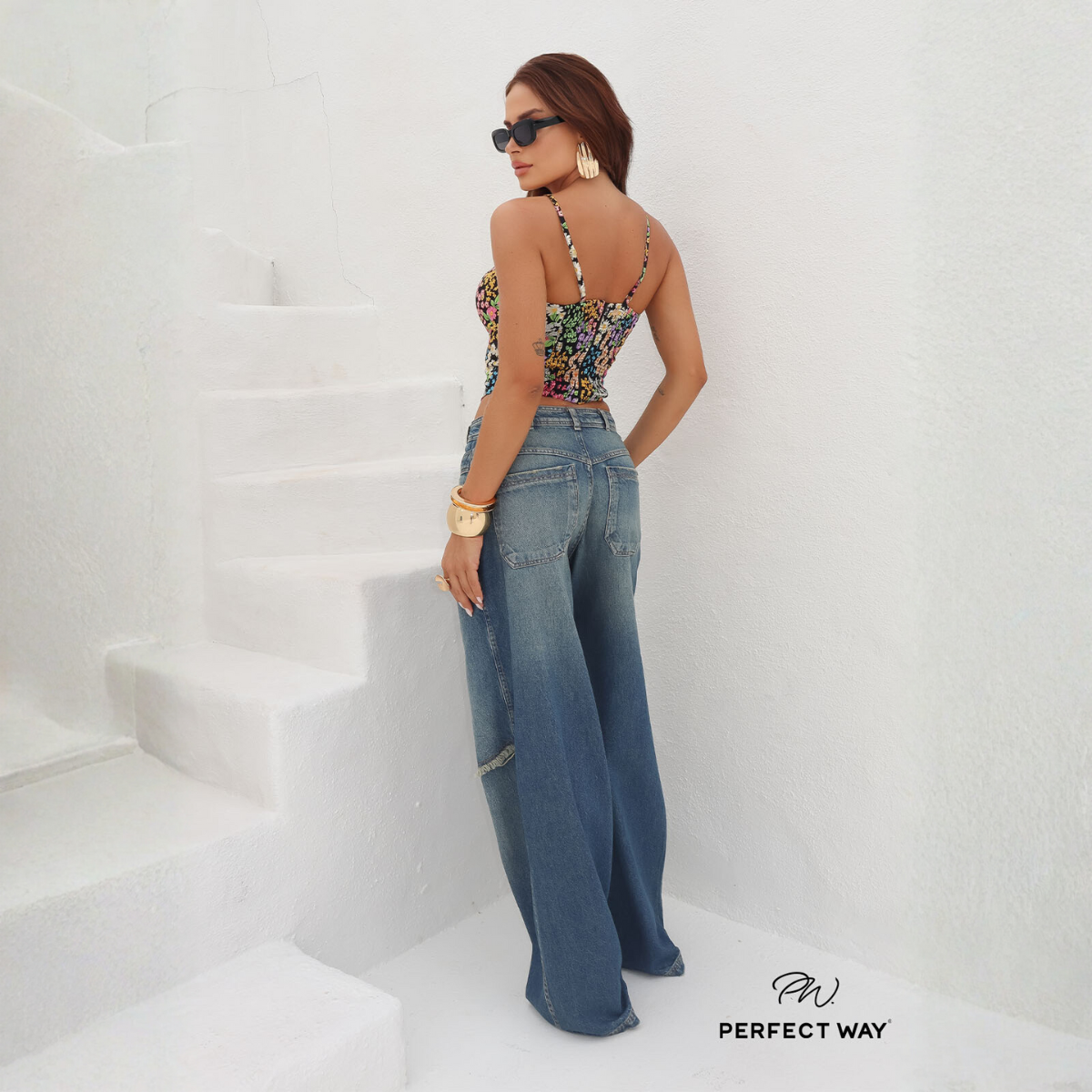 CALÇA JEANS WIDE LEG FEMININA COS DUPLO JEANS