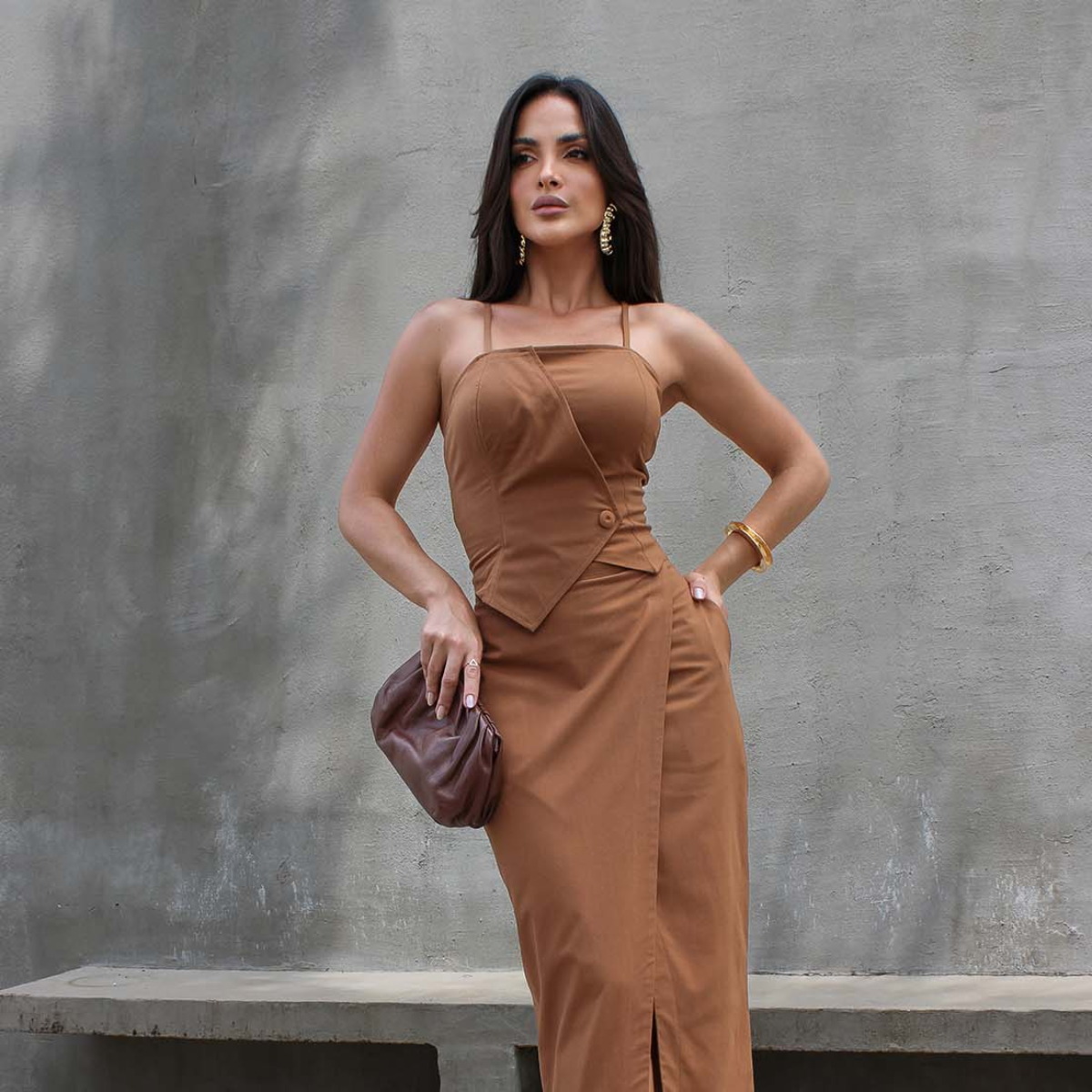 TOPS CROPPED FEMININO MASCAVO M